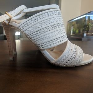 Faux leather white sandals